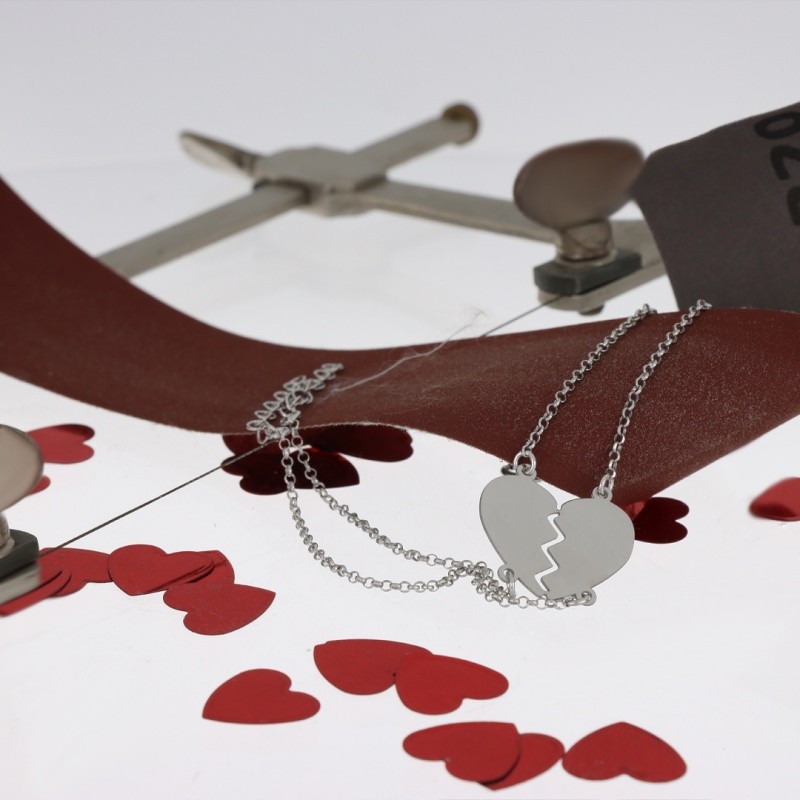 Bracciali coppia cuori spezzati San valentino personalizzabile argento