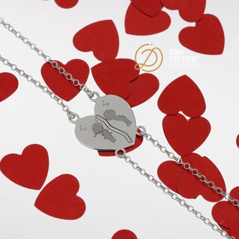 Coppia bracciali cuore spezzato in argento 925% Me/you San Valentino